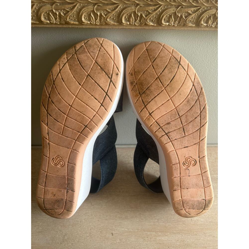 Clarks Cloudsteppers Denim Blue Wedge Sandals - Picture 8 of 8